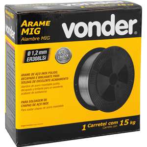 Arame MIG aço inox ER308LSi, 1,2 mm, carretel com 15 kg, VONDER
