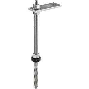 Conjunto haste M10 x 250 mm com suporte reto para painel solar, para madeira, VONDER