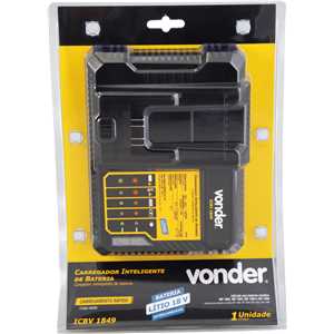 Carregador de bateria 18 V, linha intercambiável, inteligente, ICBV 1849, VONDER