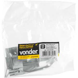 Fecho chato com porta-cadeado 4" - 101,6 mm, zincado, encartelado, VONDER