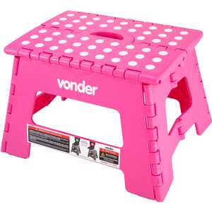 Banqueta plástica dobrável, rosa, altura 220 mm, VONDER