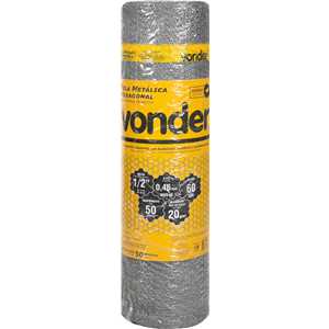 Tela metálica hexagonal, viveiro, malha 1/2", 26 BWG x 0,6 m, com 50 m,  VONDER