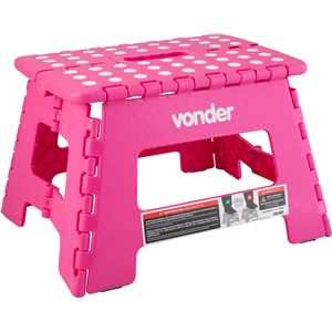 Banqueta plástica dobrável, rosa, altura 220 mm, VONDER