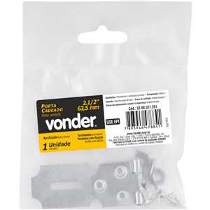 Porta-cadeado zincado 2.1/2" - 63,5 mm, encartelado, VONDER