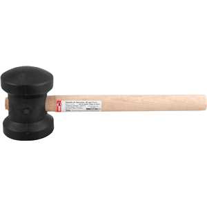 Martelo de borracha 80 mm, cabo em madeira, preto, NOVE54