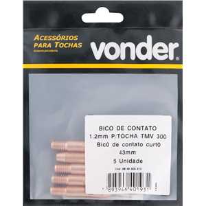 Bico de contato 1.2 mm x 43 mm, para tocha TMV 300, VONDER