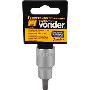 Soquete multidentado, curto, com encaixe de 1/2", M8, VONDER