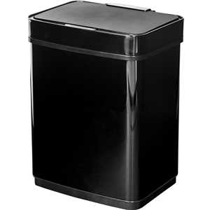 Lixeira retangular com sensor de abertura, 50 litros, inox, preta, VONDER