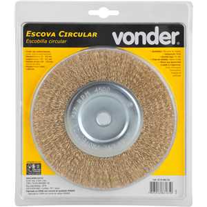 Escova circular aço latonado, 6" x 1/2" x 1/2" (152,4 mm x 12,7 mm x 12,7 mm), VONDER