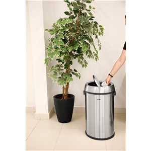 Lixeira redonda, tampa basculante, 65 litros, inox, cinza, VONDER