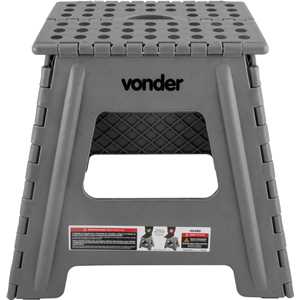 Banqueta plástica dobrável, cinza, altura 360 mm, VONDER