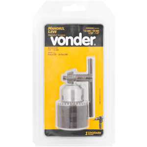 Mandril com chave, 1,5 mm - 13 mm, 3/8" x 24 fios, leve, VONDER
