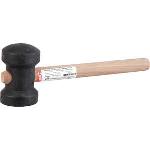 Martelo de borracha 60 mm, cabo em madeira, preto, NOVE54