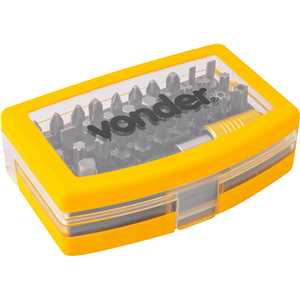Jogo de bits/ponteiras, com 32 peças, encaixe sextavado 1/4", com engate rápido, VONDER