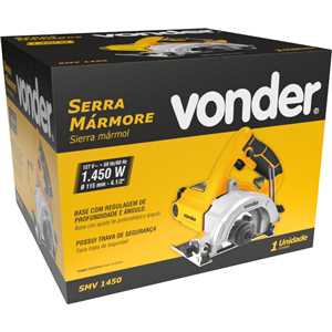 Serra mármore 115 mm, 1.450 W, 127 V~, sem kit refrigeração, sem disco, SMV 1450 VONDER