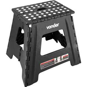 Banqueta plástica dobrável, preta, altura 360 mm, VONDER