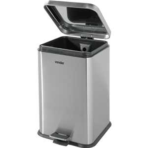 Lixeira retangular, 20 litros, inox, cinza, VONDER