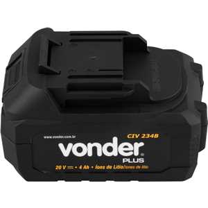 Chave de impacto, bateria 20 V, encaixe de 3/4", fonte de carregamento bivolt automático, CIV 234B, VONDER PLUS