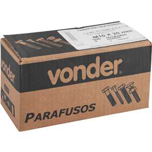 Parafuso sextavado zincado 10 mm x 20 mm, MA, rosca total, VONDER
