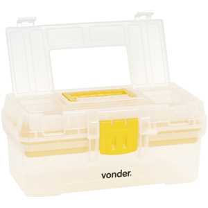 Caixa plástica para ferramentas, transparente e amarela, com 1 bandeja, CPV 0300, VONDER