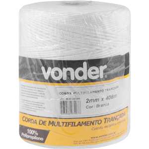 Corda multifilamento trançada 2,0 mm x 408 m, branca, VONDER