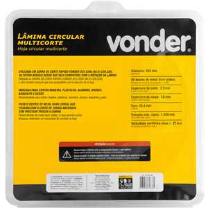 Lâmina circular multicorte, 355 mm x 80 dentes, VONDER