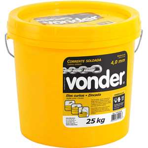 Corrente zincada, com elo curto, 4,0 mm - 5/32", balde, VONDER