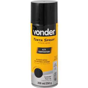 Tinta em spray alta temperatura, preto, 350 ml/250 g, VONDER