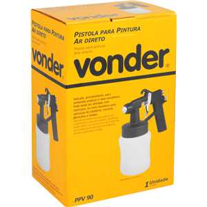 Pistola para pintura, com caneca plástica, ar direto, PPV 90, VONDER
