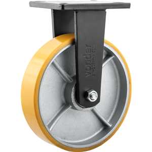 Rodízio fixo industrial 8", de poliuretano e ferro fundido, laranja, VONDER