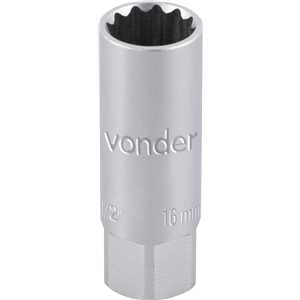 Soquete para vela de ignição, encaixe 1/2", 16 mm, estriado, VONDER