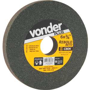 Rebolo reto 6" x 3/4" 39 CVD grão 80 verde VONDER PLUS