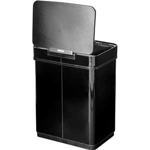 Lixeira retangular com sensor de abertura, 50 litros, inox, preta, VONDER
