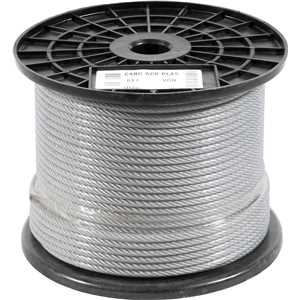 Cabo de aço plastificado transparente, alma de fibra, 4,76 mm - 3/16", 6 x 7, VONDER