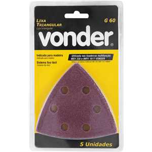 Lixa triangular com costado em pluma, grão 60, para lixadeira multifunção, VONDER