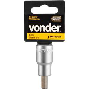Soquete hexagonal 8 mm, encaixe de 1/2", VONDER