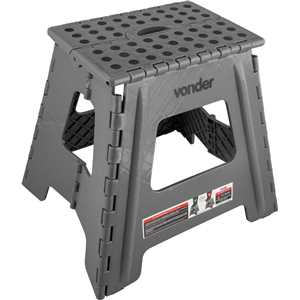 Banqueta plástica dobrável, cinza, altura 360 mm, VONDER