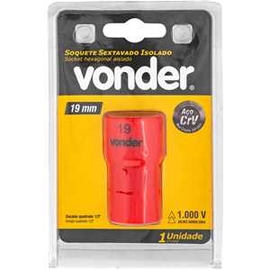 Soquete sextavado isolado, encaixe de 1/2", 19,0 mm, IEC60900, VONDER