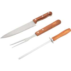 Jogo de utensílios para churrasco, em aço inox, com 4 peças, VONDER