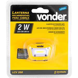 Lanterna de LED para cabeça,  recarregável, LED COB, LCV 200, VONDER