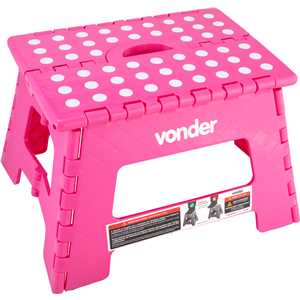 Banqueta plástica dobrável, rosa, altura 220 mm, VONDER