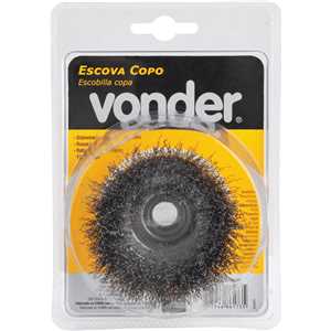 Escova de aço inox tipo copo, 3", ondulada VONDER