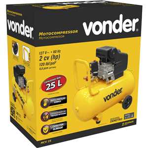 Motocompressor de ar, 8,0 pcm, 25 litros, 127 V~, MCV 25 VONDER