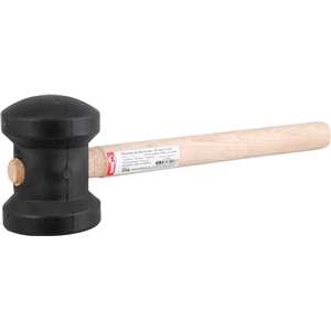 Martelo de borracha 80 mm, cabo em madeira, preto, NOVE54