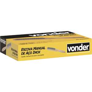 Escova manual com cerdas de aço inox, 3 fileiras, com cabo de madeira VONDER