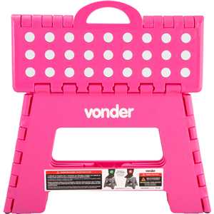 Banqueta plástica dobrável, rosa, altura 220 mm, VONDER