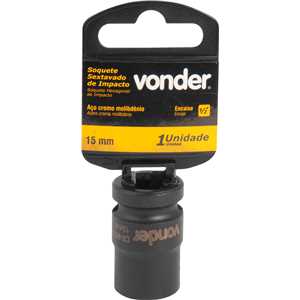 Soquete sextavado de impacto, encaixe de 1/2" x 15,0 mm, VONDER