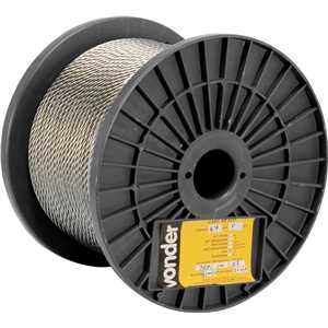Cabo de aço inox, alma de aço, 4,76 mm - 3/16", 6 x 19, VONDER