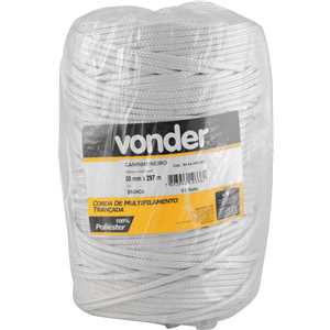 Corda multifilamento trançada, 5 mm x 297 m, branca, VONDER