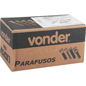 Parafuso sextavado zincado 1/4" x 2.1/2", UNC, rosca parcial, VONDER